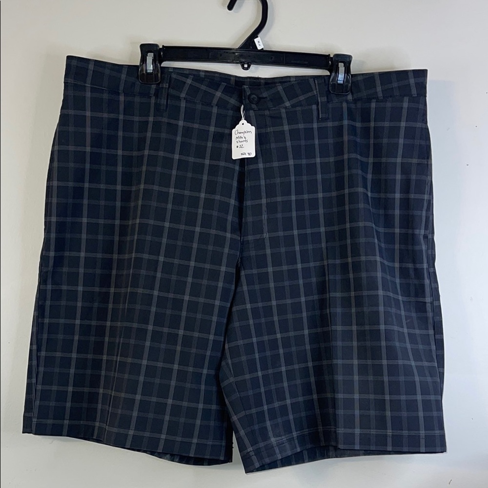 C9 Champion Men 40W Golf Shorts Black Gray Plaid Performance Tech Athletic Flat